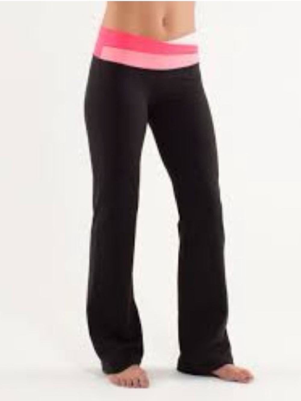 Lululemon Black Yoga Pants with Pink Waistband